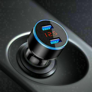 TKOOFN Dual USB Car Charger Adapter LED Display Fast Charging for iPhone and Samsung
