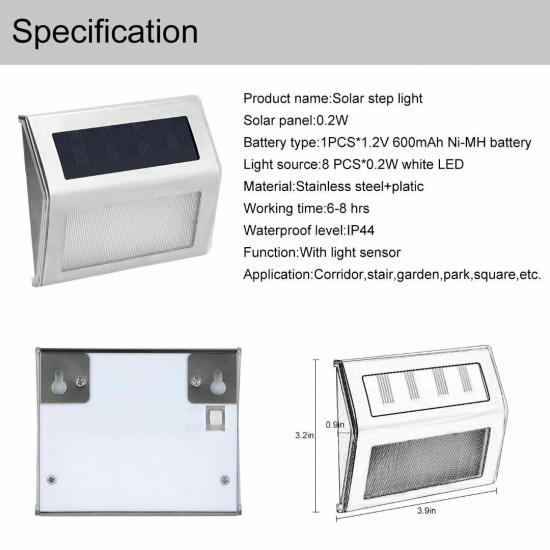 NONMON 1/2/3/4 Packs Solar Deck Lights, Super Bright LED Walkway Light Stainless Steel Waterproof Outdoor Security Lamps for Patio Stairs Garden Pathway NONMON 1/2/3/4 Packs Solar Deck Lights, Super Bright LED Walkway Light Stainless Steel Waterproof Outdoor Security Lamps for Patio Stairs Garden Pathway