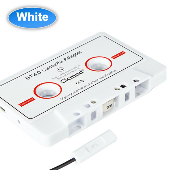 BESDATA 4.0 Bluetooth Music Audio Receiver Cassette Player Adapter for Auto Car White