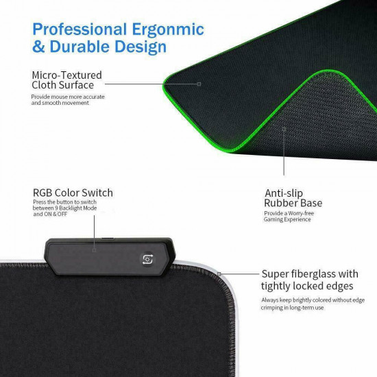 CIcmod Large Gaming Keyboard Mouse Pad RGB LED Lighting Soft Non-slip Laptop Mouse Mat CIcmod Large Gaming Keyboard Mouse Pad RGB LED Lighting Soft Non-slip Laptop Mouse Mat