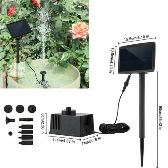 Lesoleil Solar Powered Panel Pump 180L/H Submersible Fountain Garden Pond Water Feature