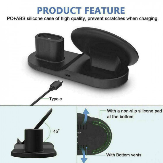 TKOOFN 3in1 QI Wireless Charger Charging Dock Station for Apple Watch / iPhone/Air Pods