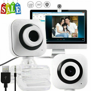 CIcmod Rotatable Webcam Desktop Laptop Video USB Webcam Full HD Camera with Microphone