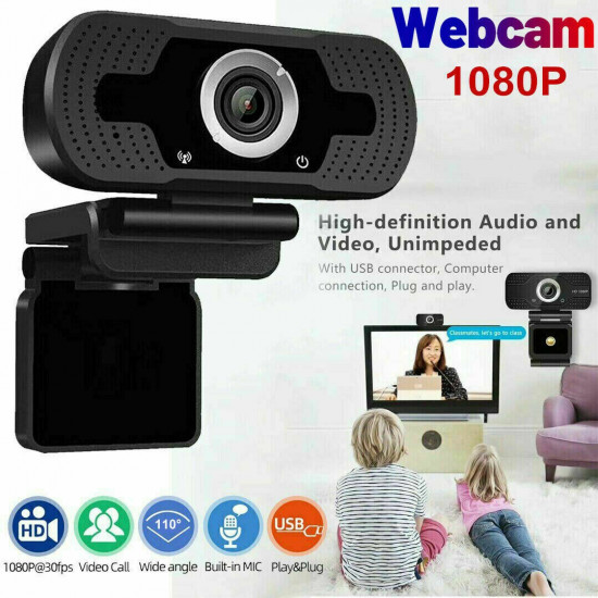 TKOOFN Full HD 1080P Webcam Desktop Laptop Video Call USB Web Camera with Microphone