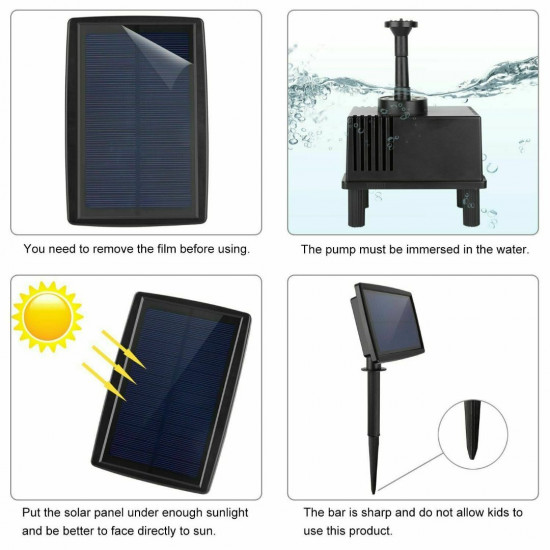 Lesoleil Solar Powered Panel Pump 180L/H Submersible Fountain Garden Pond Water Feature