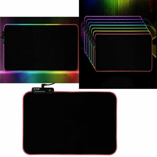 CIcmod Large Gaming Keyboard Mouse Pad RGB LED Lighting Soft Non-slip Laptop Mouse Mat