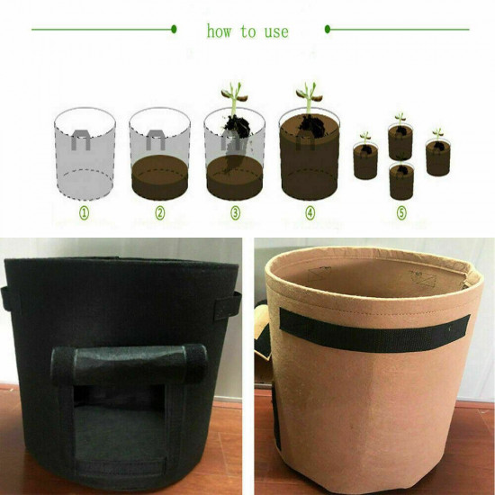  Lesoleil 7Gallon Potato Planting Grow Bag Pot Planter Growing Garden Vegetable Container