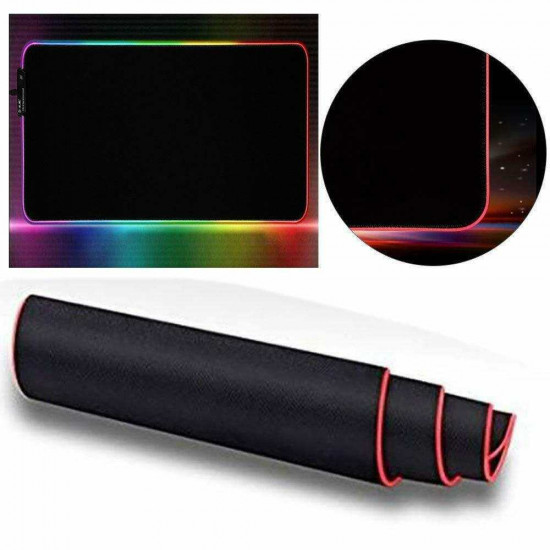 CIcmod Large Gaming Keyboard Mouse Pad RGB LED Lighting Soft Non-slip Laptop Mouse Mat