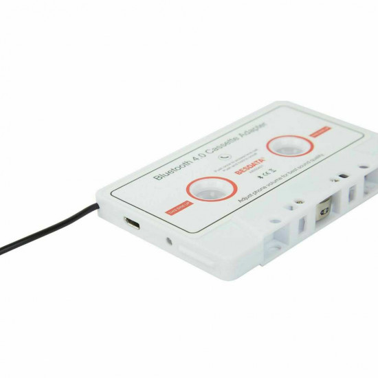 BESDATA 4.0 Bluetooth Music Audio Receiver Cassette Player Adapter for Auto Car White