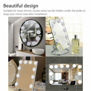 UTOVME Hollywood Style Makeup Mirror Vanity LED Light Bulbs Lamp Kit 3 Levels Brightness Adjustable Light Make Up Mirrors Cosmetic Lights