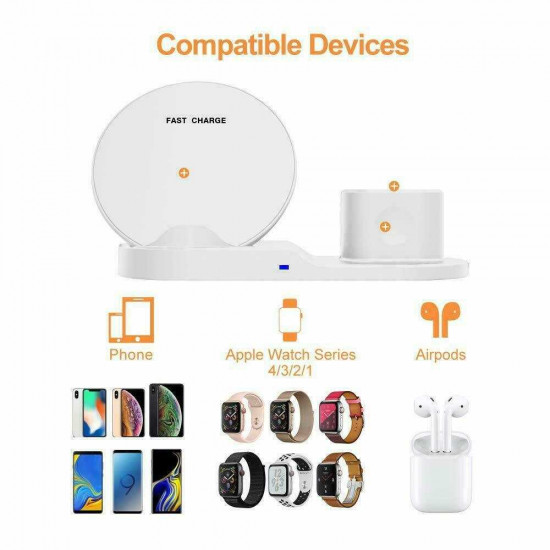 TKOOFN 3in1 QI Wireless Charger Charging Dock Station for Apple Watch / iPhone/Air Pods