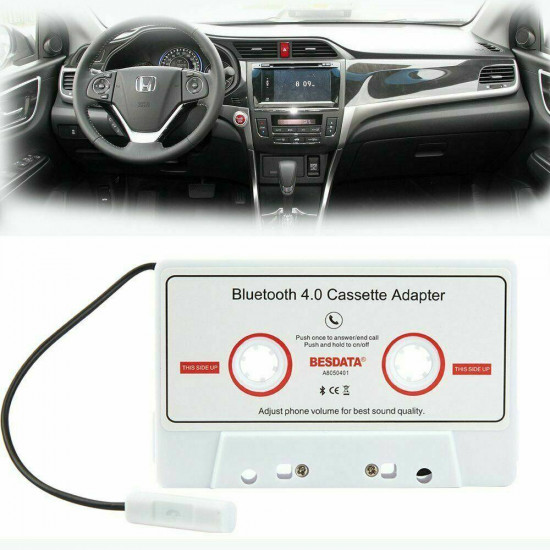 BESDATA 4.0 Bluetooth Music Audio Receiver Cassette Player Adapter for Auto Car White BESDATA 4.0 Bluetooth Music Audio Receiver Cassette Player Adapter for Auto Car White