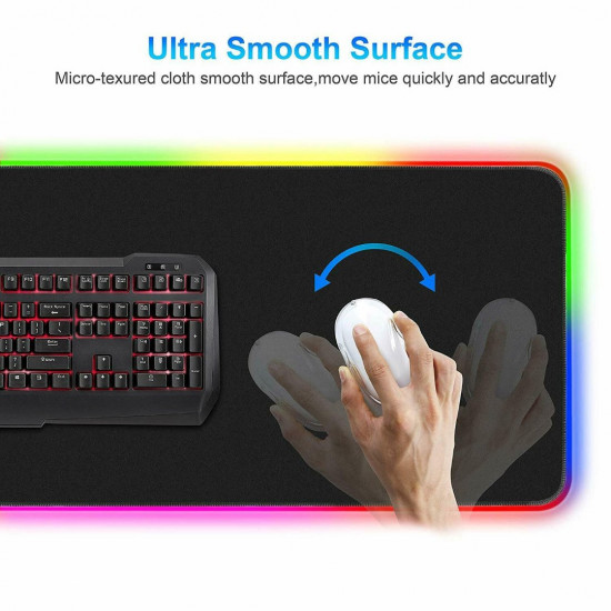 CIcmod Large Gaming Keyboard Mouse Pad RGB LED Lighting Soft Non-slip Laptop Mouse Mat