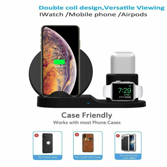 TKOOFN 3in1 QI Wireless Charger Charging Dock Station for Apple Watch / iPhone/Air Pods