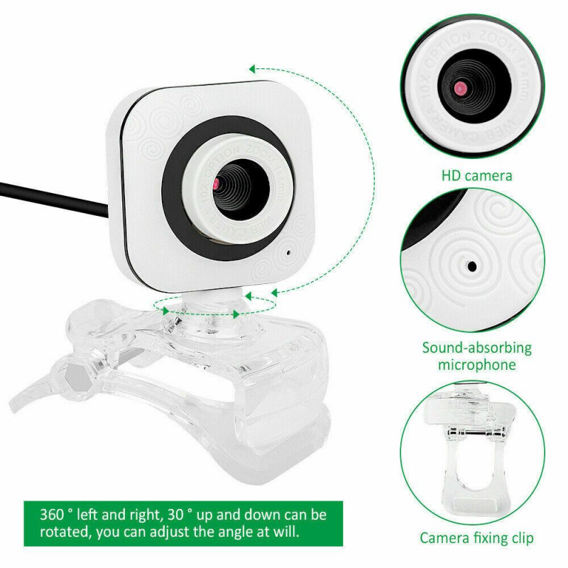 CIcmod Rotatable Webcam Desktop Laptop Video USB Webcam Full HD Camera ...
