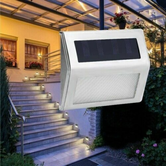 NONMON 1/2/3/4 Packs Solar Deck Lights, Super Bright LED Walkway Light Stainless Steel Waterproof Outdoor Security Lamps for Patio Stairs Garden Pathway