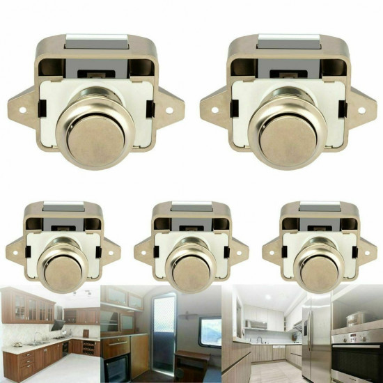 Lesoleil 5X Push Button Pop Up Lock Latch Knob Cabinet Motorhome Caravan Cupboard Lock