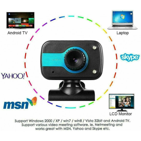 CIcmod HD Webcam Web Camera Cam w/ Microphone,Video Call,Record For PC Laptop Desktop
