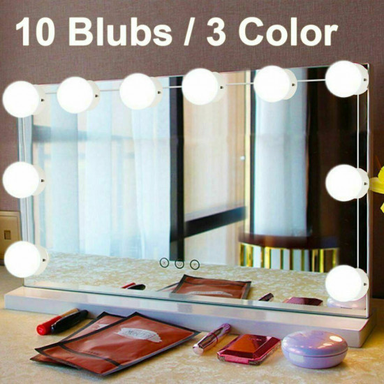 Hollywood Style Makeup Mirror Vanity LED Light Bulbs Lamp Kit 3 Levels Brightness Adjustable Light Make Up Mirrors Cosmetic Lights