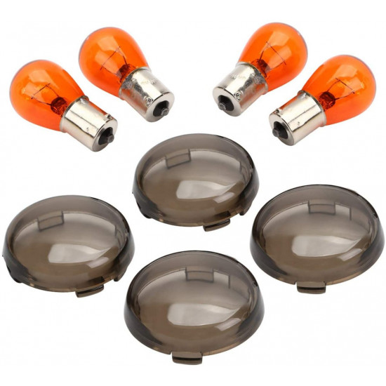 TKOOFN 1156 Motorcycle Turn Signal Light Bulb Amber Lamp Smoke Lens Cover for Harley Sportster 883 1200 XL XR 2002 Up 4PCS TKOOFN 1156 Motorcycle Turn Signal Light Bulb Amber Lamp Smoke Lens Cover for Harley Sportster 883 1200 XL XR 2002 Up 4PCS