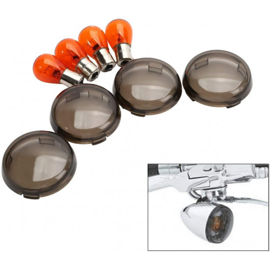 TKOOFN 1156 Motorcycle Turn Signal Light Bulb Amber Lamp Smoke Lens Cover for Harley Sportster 883 1200 XL XR 2002 Up 4PCS TKOOFN 1156 Motorcycle Turn Signal Light Bulb Amber Lamp Smoke Lens Cover for Harley Sportster 883 1200 XL XR 2002 Up 4PCS