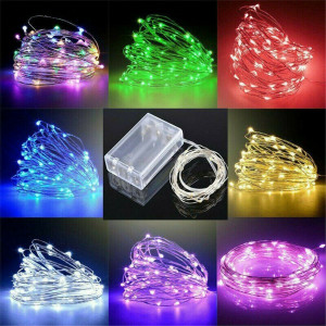 TKOOFN Fairy String Lights Battery Operated Mini LED Copper Silver Wire Xmas Outdoor