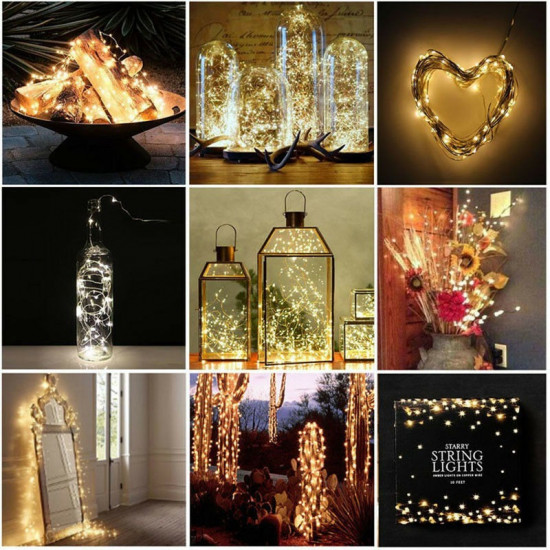 TKOOFN Fairy String Lights Battery Operated Mini LED Copper Silver Wire Xmas Outdoor TKOOFN Fairy String Lights Battery Operated Mini LED Copper Silver Wire Xmas Outdoor