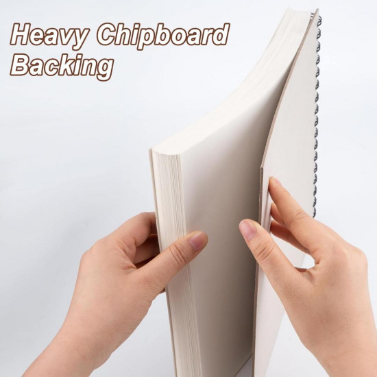 TKOOFN Cuaderno de bocetos de 9 x 12 pulgadas, paquete de 5 cuadernos de bocetos premium encuadernados en espiral superior (68 libras/100 gsm), 500 hojas en total, papel de pintura sin ácidos para