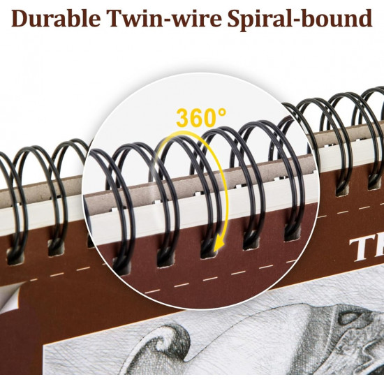 TKOOFN Cuaderno de bocetos de 8.5 x 11 pulgadas, paquete de 10, 600 hojas superiores encuadernadas en espiral, blocs de dibujo (68 libras/100 gsm), libro de dibujo de papel de pintura sin ácidos para
