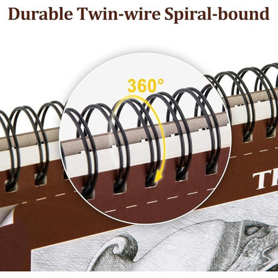 TKOOFN 8.5" x 11" Sketch Book, Pack of 5, 300 Sheet Top Spiral Bound Premium Sketchbook Drawing Pads(68lb/100gsm), Acid-Free Painting Paper for Adults Kids Artists Beginners