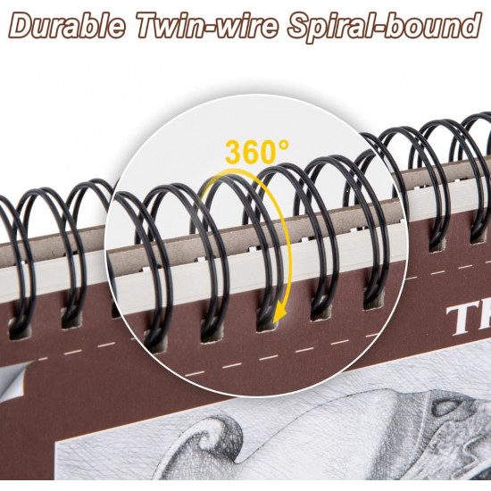 TKOOFN Cuaderno de bocetos de 9 x 12 pulgadas, paquete de 5 cuadernos de bocetos premium encuadernados en espiral superior (68 libras/100 gsm), 500 hojas en total, papel de pintura sin ácidos para