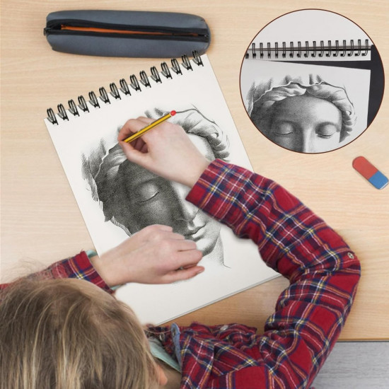 TKOOFN Cuaderno de bocetos de 5.5 x 8.5 pulgadas, paquete de 5, 300 hojas superiores encuadernadas en espiral, blocs de dibujo (68 libras/100 gsm), papel de pintura sin ácidos para adultos, niños