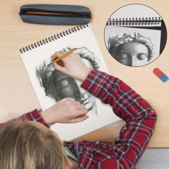 TKOOFN 8.5" x 11" Sketch Book, Pack of 10, 600 Sheet Top Spiral Bound Premium Sketchbook Drawing Pads(68lb/100gsm), Acid-Free Painting Paper Drawingbook for Adults Kids Artists Beginners